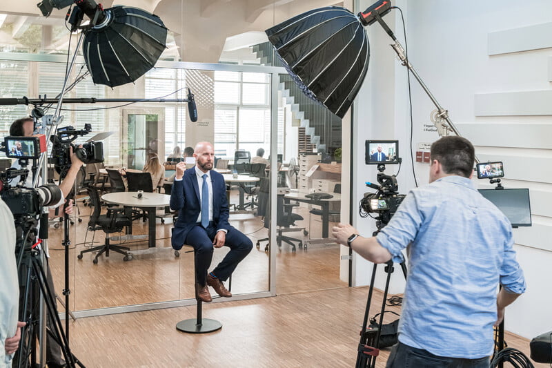 Two camera corporate interview setup