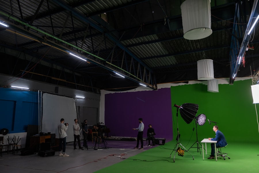 Corporate green screen shooting