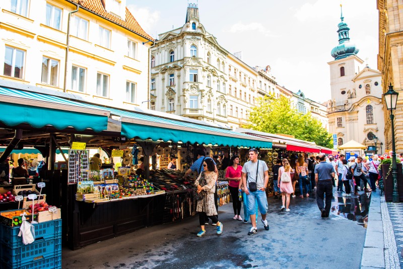 Permanent marked in the center of Prague.