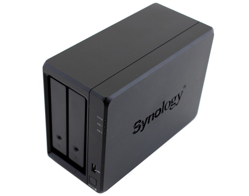 Synology DiskStation DS720+ NAS with 2 drive bays in a compact desktop form factor.