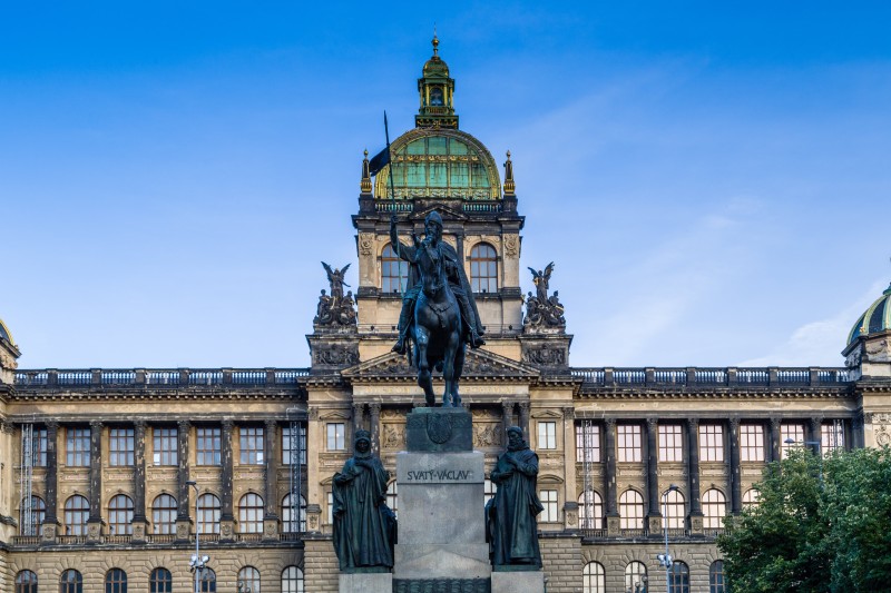 The equestrian statue of Saint Wenceslas and the Neorenaissance National Museum