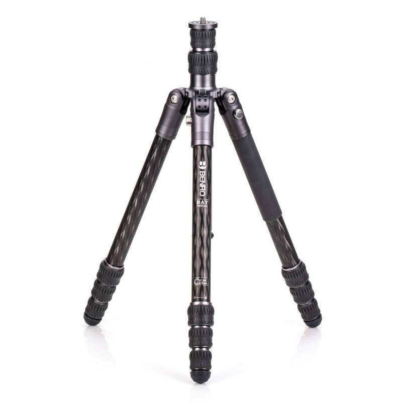 A sleek carbon fiber tripod featuring adjustable legs and a ball head, perfect for photography enthusiasts.